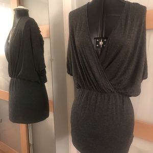 Dk Gry Surplice Tunic/Mini Dress, M
